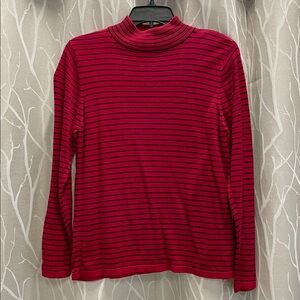 Valerie Stevens Red and Black Long Sleeve Turtleneck Size M 100% Silk